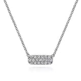 14K White Gold Pavé Diamond Bar Necklace tw=.18ct - Gaines Jewelers