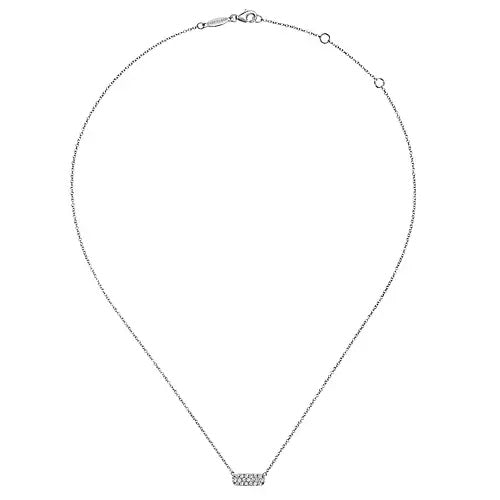 14K White Gold Pavé Diamond Bar Necklace tw=.18ct - Gaines Jewelers
