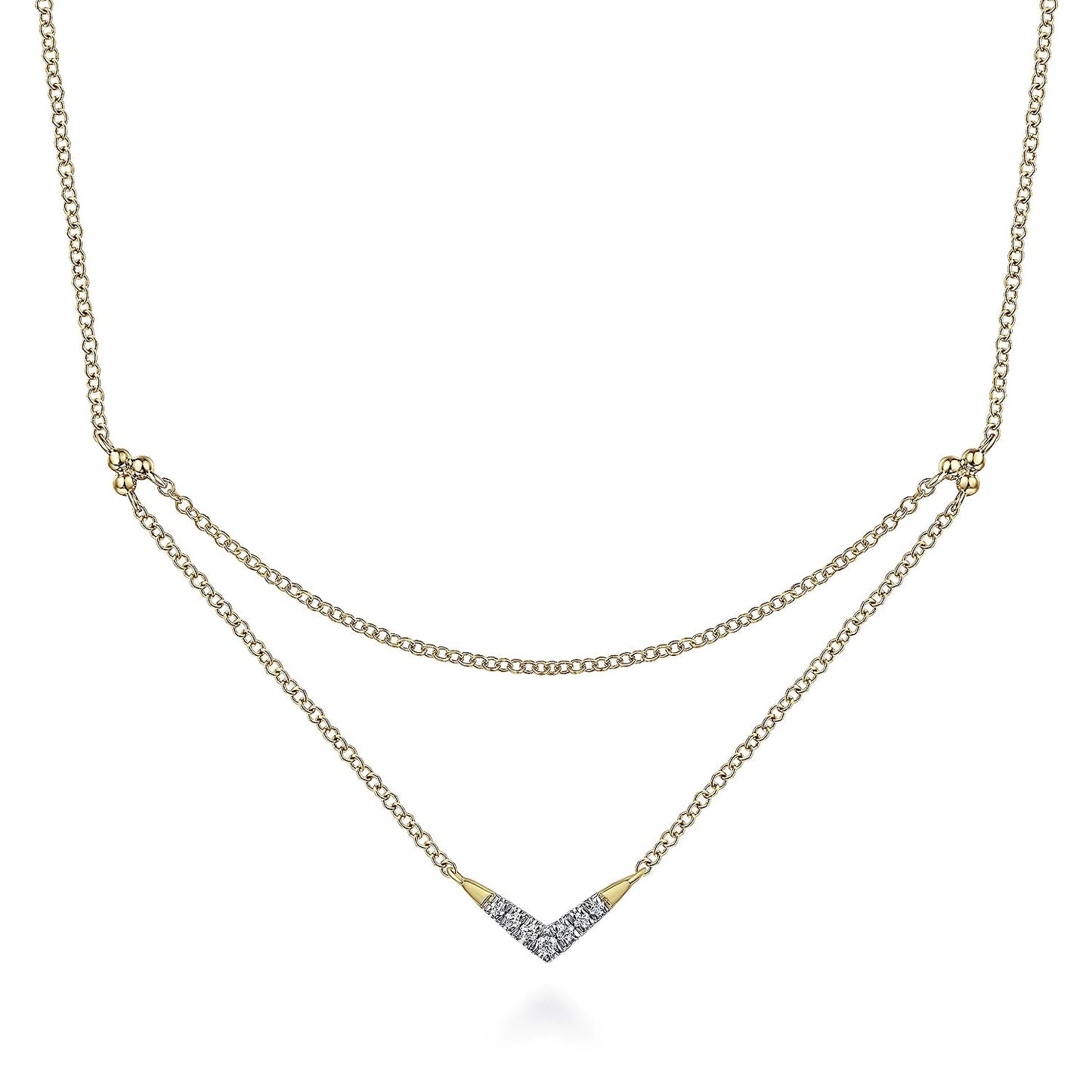 14K Yellow Gold Diamond Chevron Necklace - Gaines Jewelers
