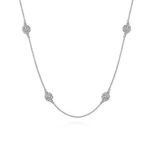 14K yellow Gold Filigree Diamond Station Necklace. Diamond Total Weight .36ct - Gaines Jewelers