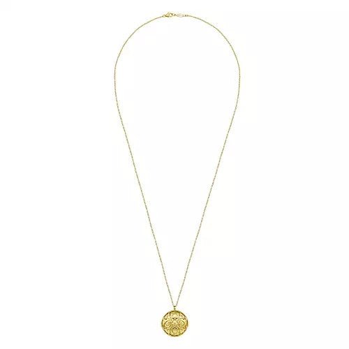 14K Yellow Gold Plain Pendant Necklace with 28 inch long chain - Gaines Jewelers