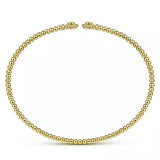 14K Yellow Gold Split Cuff Bracelet with Diamond Flower Caps - Gaines Jewelers