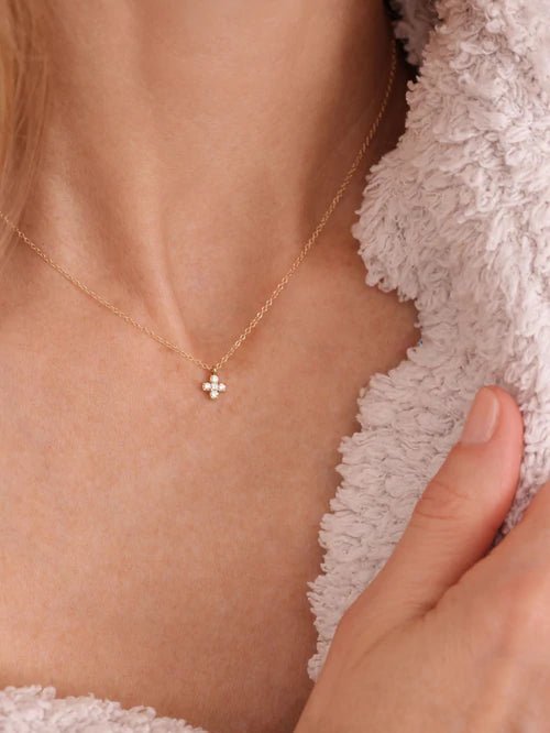14kt Gold and Diamond Signature Cross Necklace - Gaines Jewelers