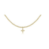 15" Choker Small Signature Cross Charm Classic 2mm Gold Bead - Gaines Jewelers