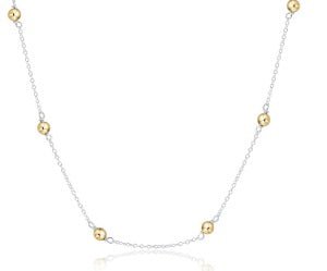 15" Mixed Metal Choker Simplicity Chain Sterling-Classic Gold Bead - Gaines Jewelers