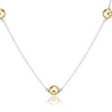 15" Mixed Metal Choker Simplicity Chain Sterling-Classic Gold Bead - Gaines Jewelers