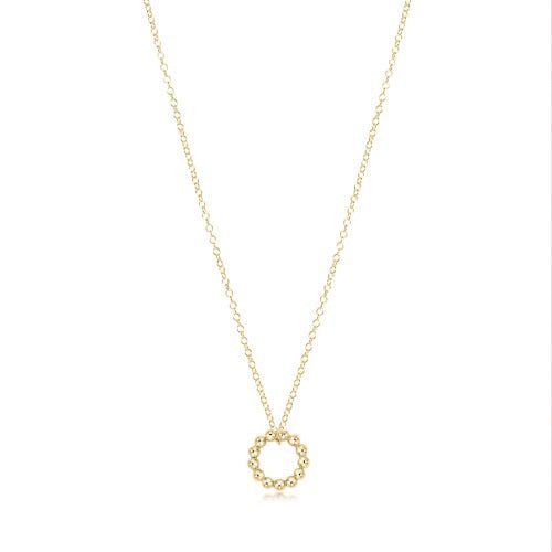 16" Classic Gold Beaded Halo Charm Necklace - Gaines Jewelers