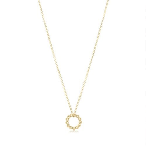 16" Classic Gold Beaded Halo Charm Necklace - Gaines Jewelers