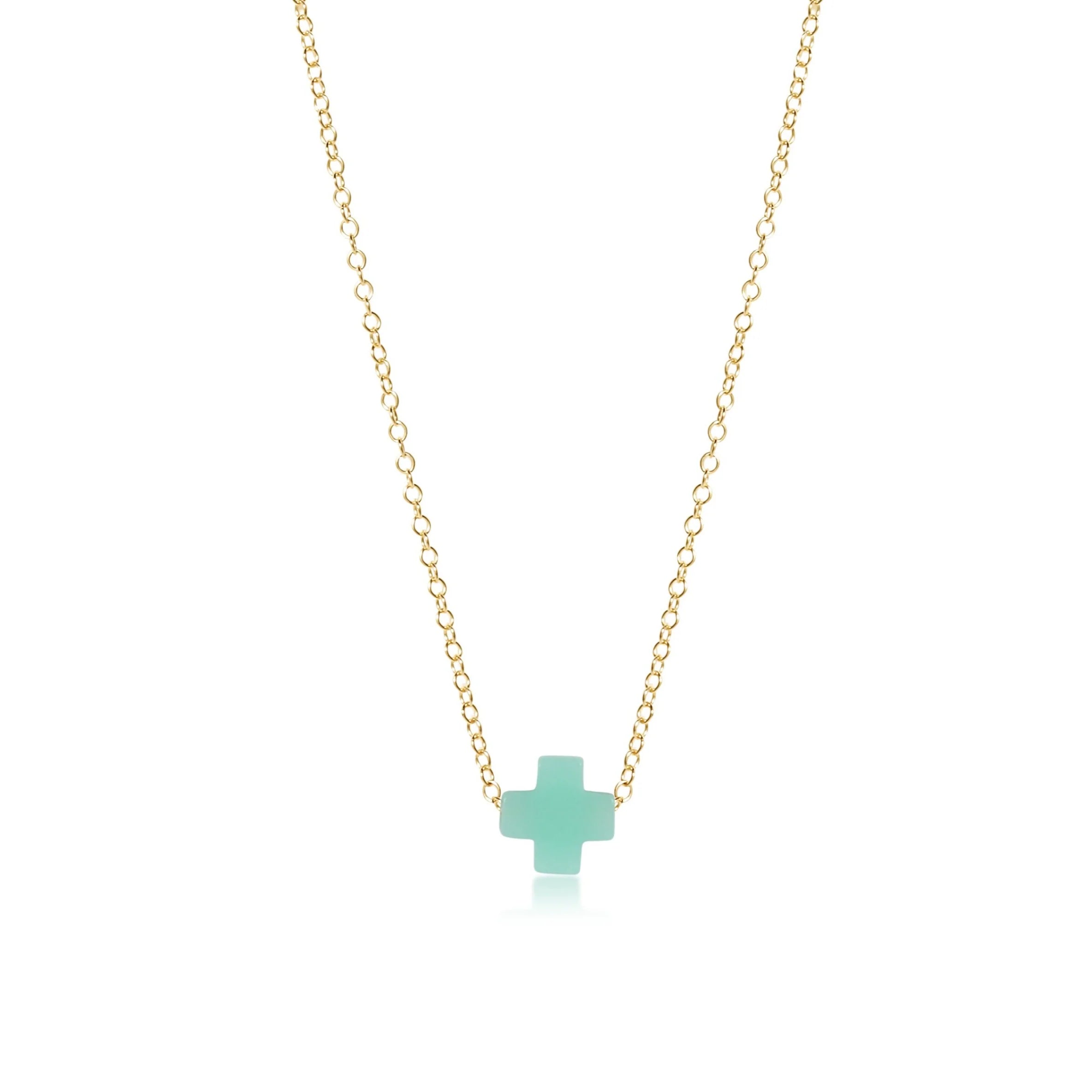 16" Gold Signature Cross Necklace - Gaines Jewelers