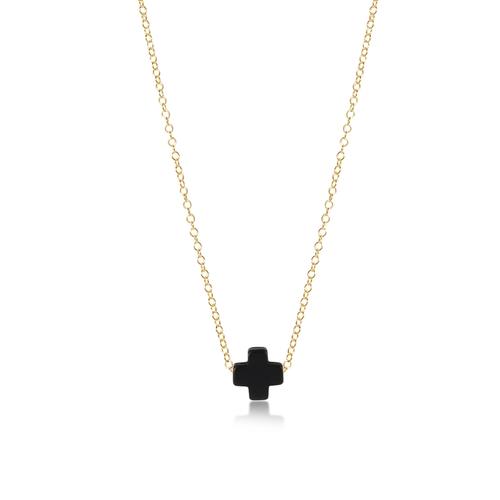 16" Gold Signature Cross Necklace - Gaines Jewelers