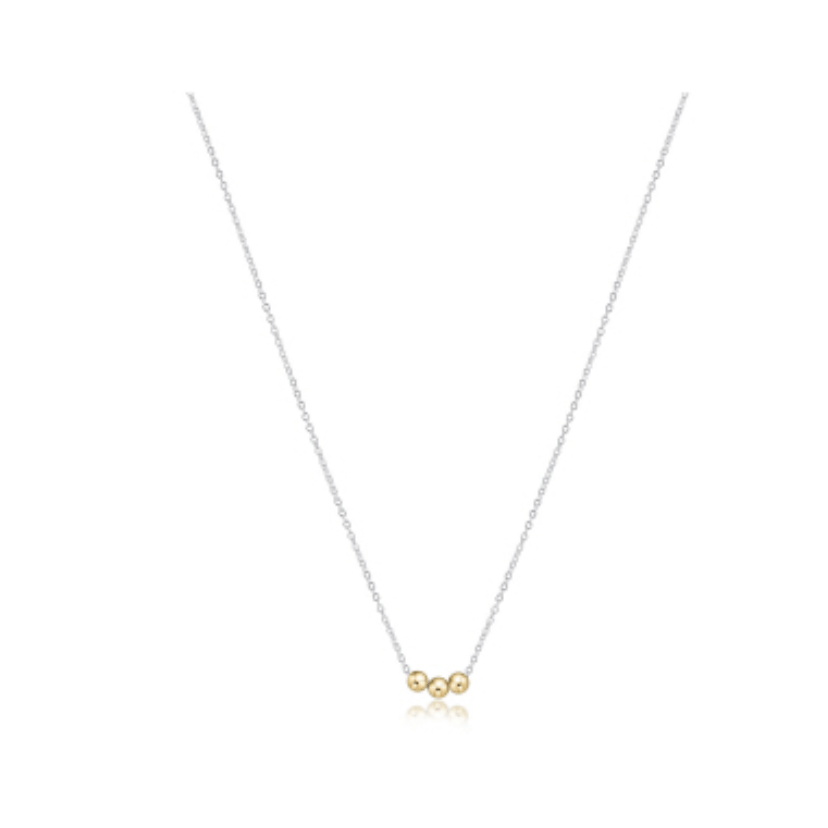 16" Mixed Metal Necklace Sterling Chain-Joy Gold Bead - Gaines Jewelers