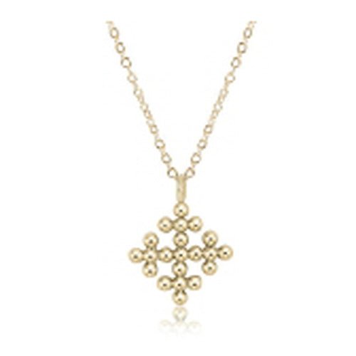16" Necklace Encompass Charm Signature Cross Classic Gold Beaded - Gaines Jewelers