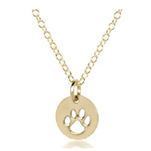 16" Necklace Gold - Paw Print Gold Disc - Gaines Jewelers