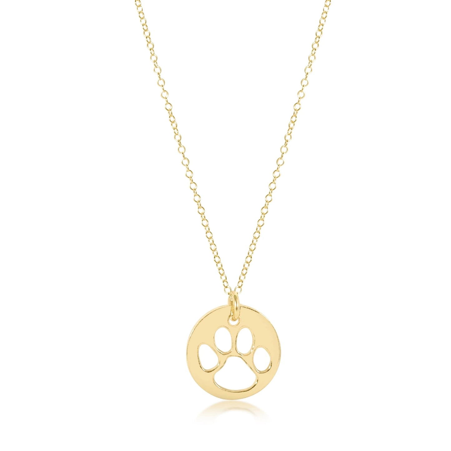 16" Necklace Gold - Paw Print Gold Disc - Gaines Jewelers