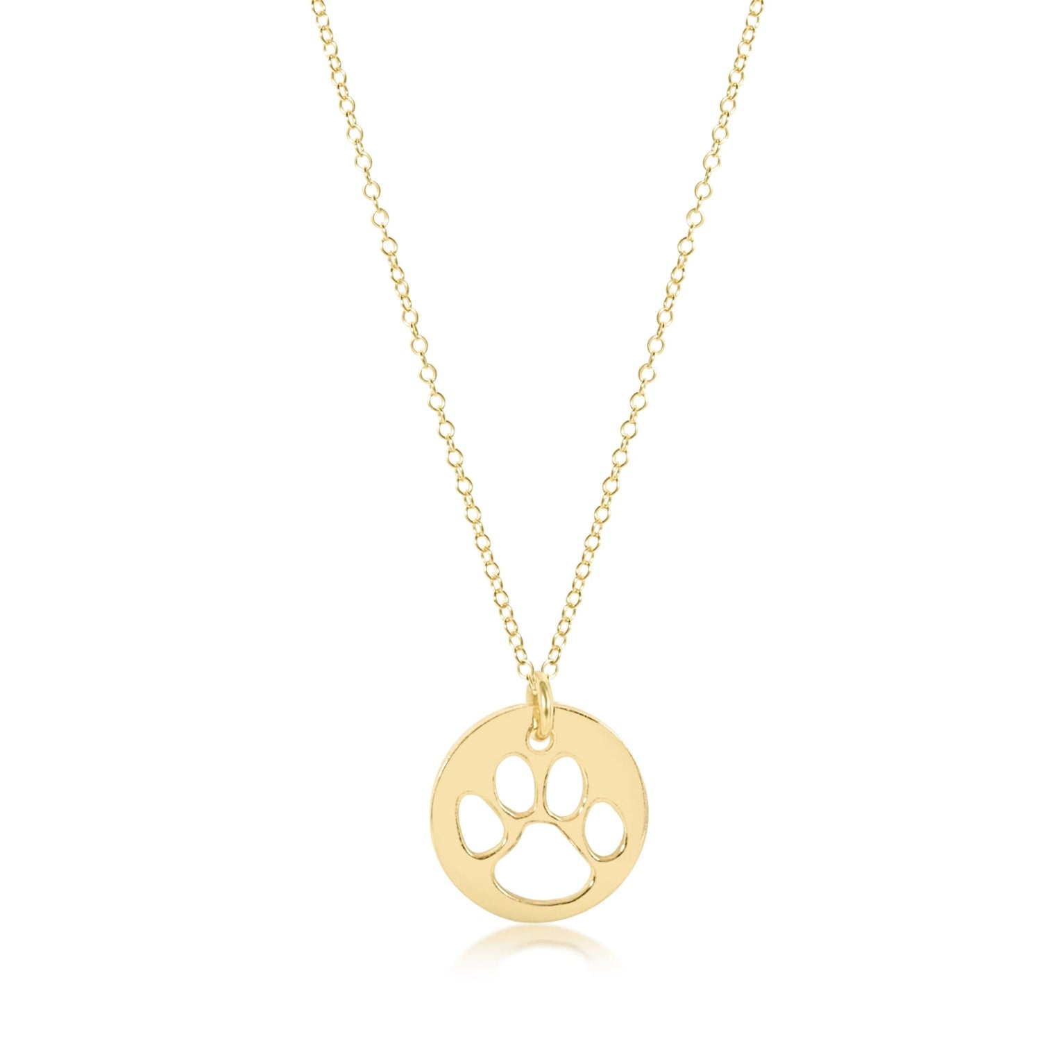 16" Necklace Gold - Paw Print Gold Disc - Gaines Jewelers