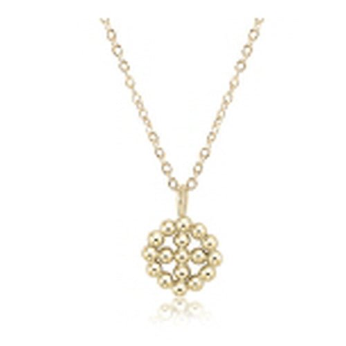 16" Necklace Halo Charm Signature Cross Classic Gold Beaded - Gaines Jewelers