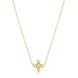 16" Necklace Small Signature Cross Charm Classic Gold Beaded - Gaines Jewelers