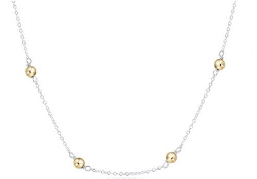 17" Choker Mixed Metal Simplicity Sterling Chain-Classic Gold Bead - Gaines Jewelers