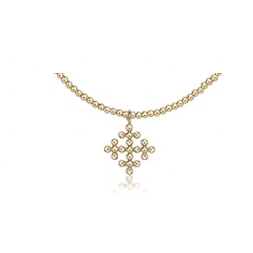 17" Choker Small Signature Cross Charm Classic 2mm Gold Bead - Gaines Jewelers