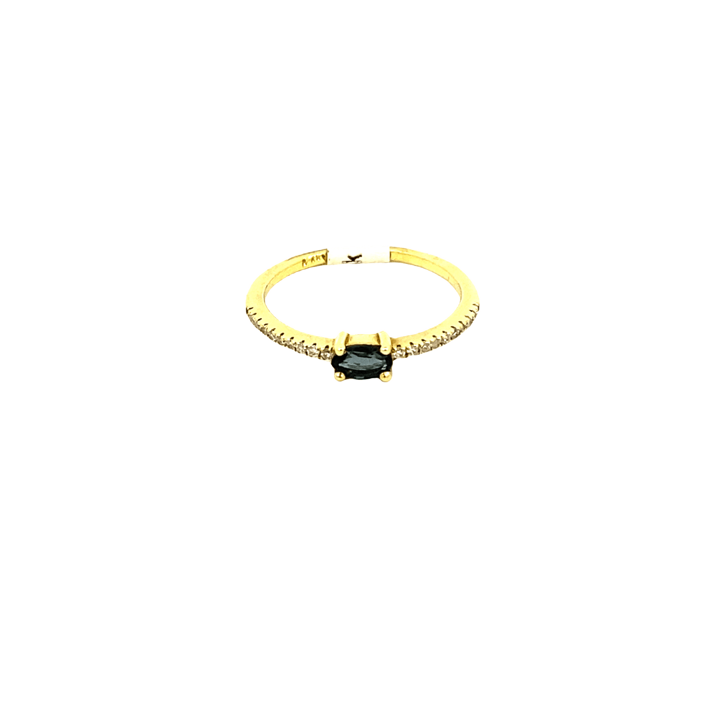 1Ring- 14kt yg oval sapphire w/diamond shank - Gaines Jewelers