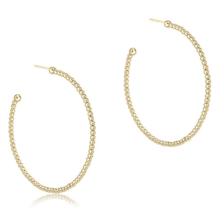 2mm Gold Beaded Classic Post Hoop - Gaines Jewelers