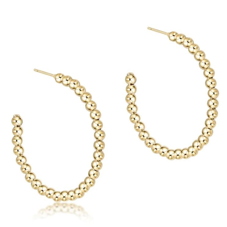 3mm Gold Beaded Classic Post Hoop - Gaines Jewelers