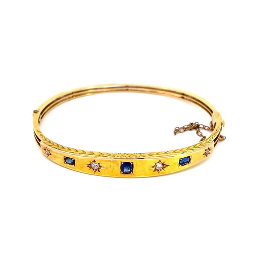 Antique bracelet sapphire and diamond bangle - Gaines Jewelers