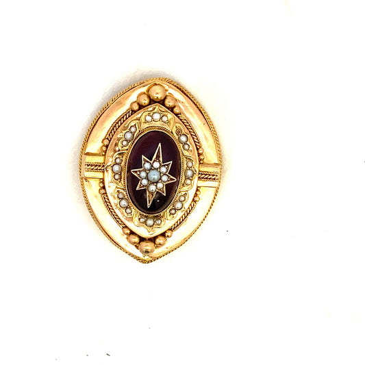 Antique brooch garnet and pearl - Gaines Jewelers