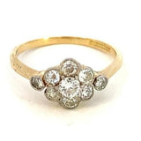 Antique diamond cluster ring yellow gold and platinum - Gaines Jewelers
