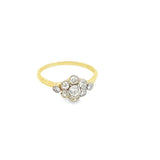 Antique diamond cluster ring yellow gold and platinum - Gaines Jewelers