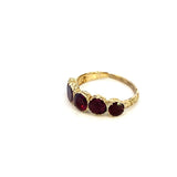Antique garnet ring with 5 round stones yellow gold - Gaines Jewelers