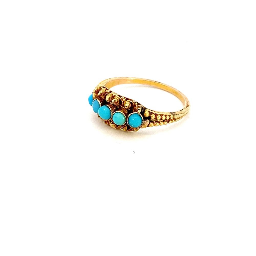 Antique ring 5 round turquoise - Gaines Jewelers