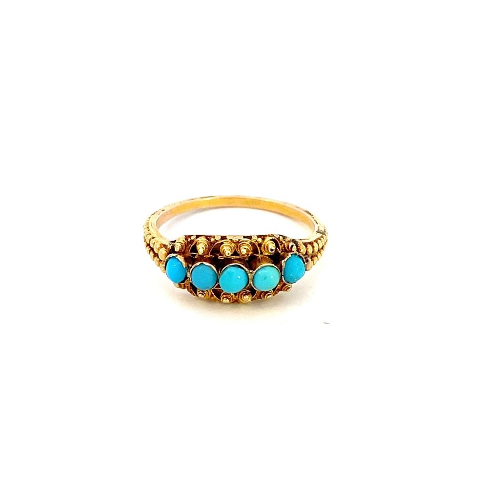 Antique ring 5 round turquoise - Gaines Jewelers