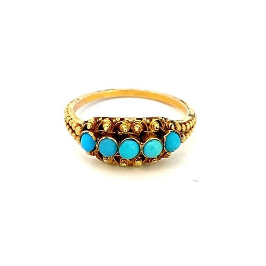 Antique ring 5 round turquoise - Gaines Jewelers