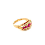 Antique ring graduated row of rubies and diamonds - Gaines Jewelers