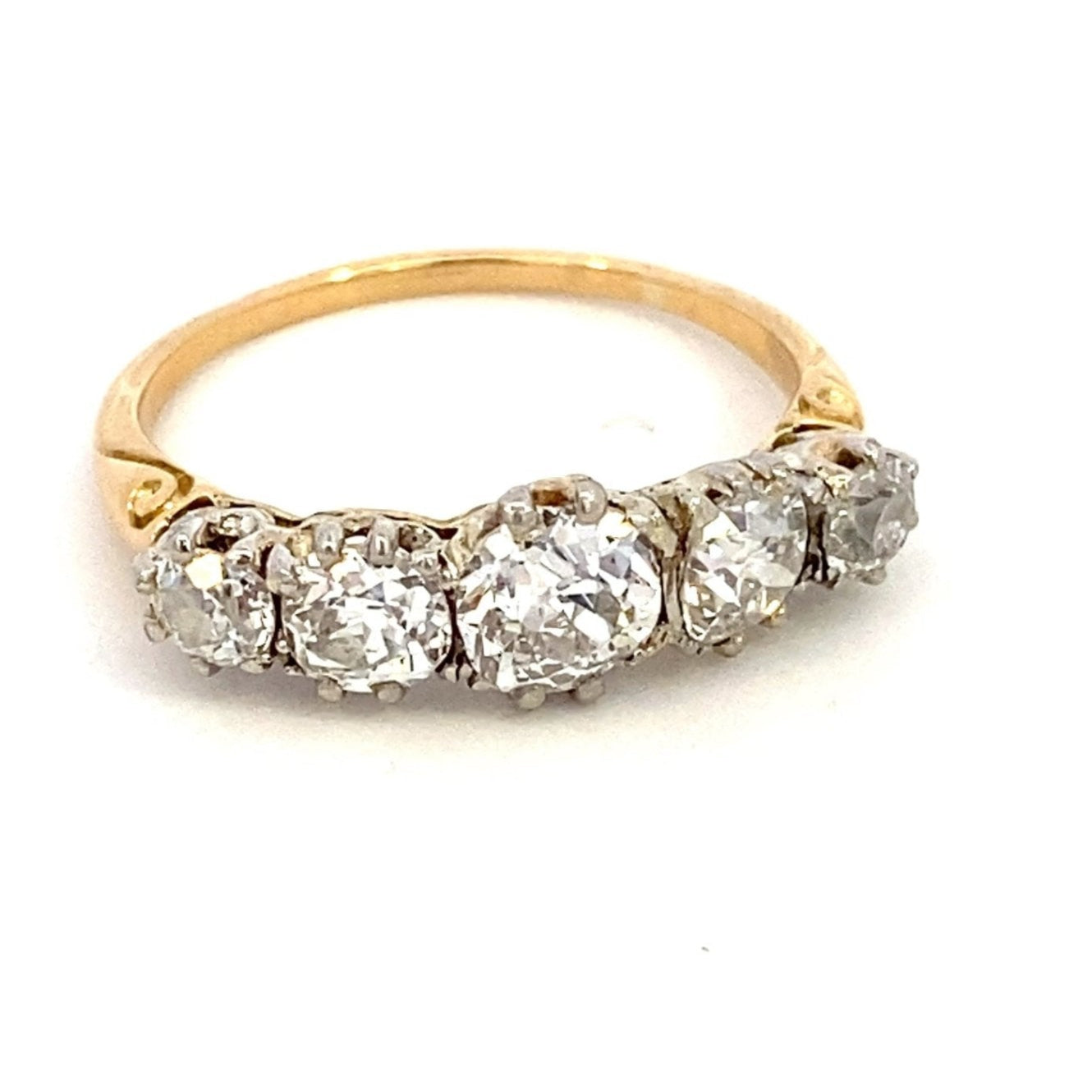 Antique ring straight line set with 5 diamonds 1.70ct – Gaines Jewelers
