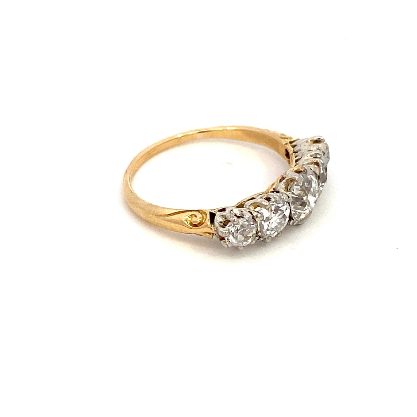 Antique ring straight line set with 5 diamonds 1.70ct – Gaines Jewelers