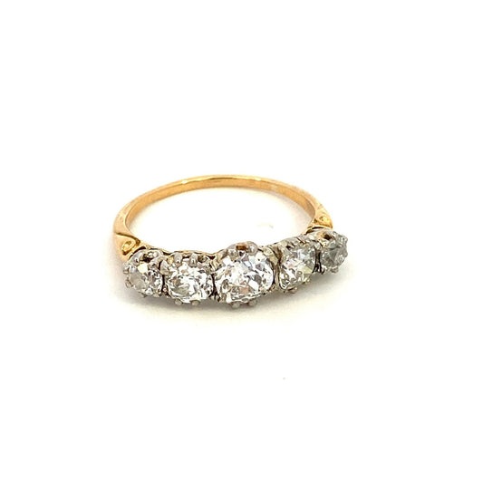 Antique ring straight line set with 5 diamonds 1.70ct - Gaines Jewelers