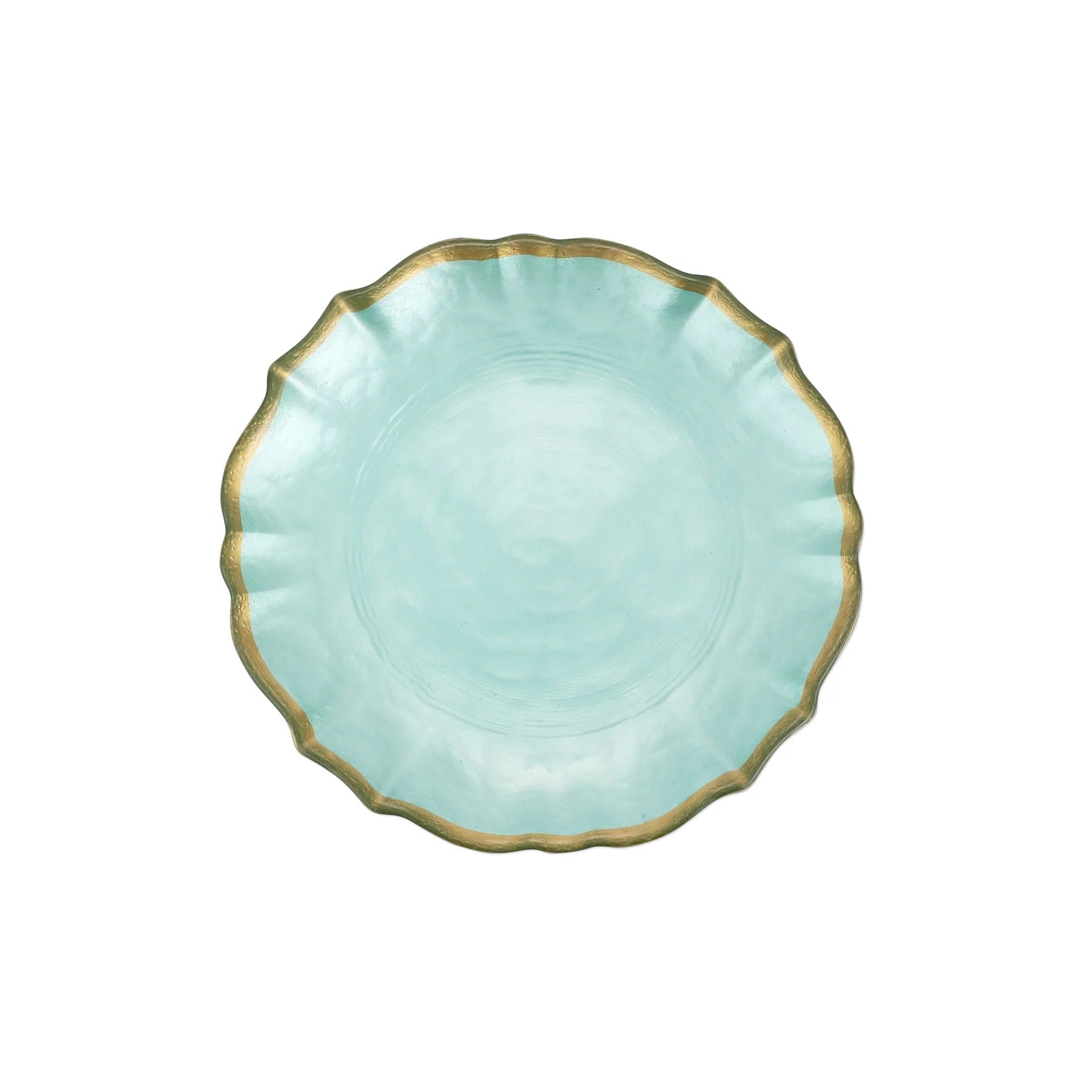 Aqua Cocktail Plate-Baroque Glass - Gaines Jewelers
