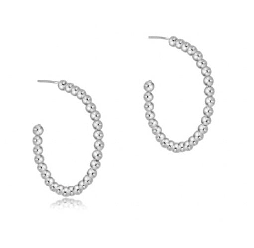 Beaded Classic 1.25" Post Hoop-Sterling - Gaines Jewelers