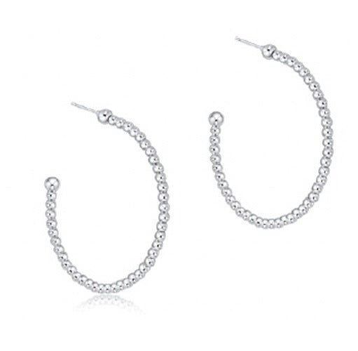 Beaded Classic 1.25" Post Hoop-Sterling - Gaines Jewelers