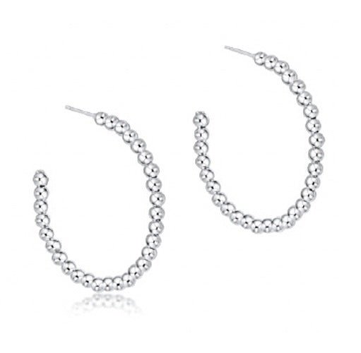 Beaded Classic 1.25" Post Hoop-Sterling - Gaines Jewelers