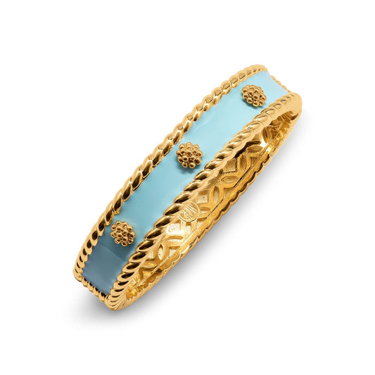 Berry Small Gold Hinged Cuff Bangle - Turquoise - Gaines Jewelers