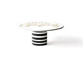 Black Stripe Happy Everything! Cake Stand - Gaines Jewelers