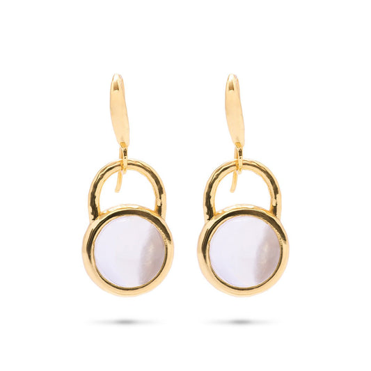 Blandine Circle Drop Earrings - Clear Quartz - Gaines Jewelers