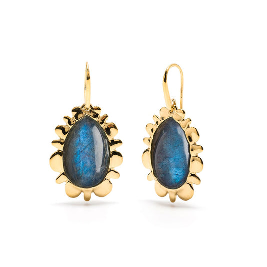 Bliss Drop Earrings - Gold/Blue Labradorite - Gaines Jewelers
