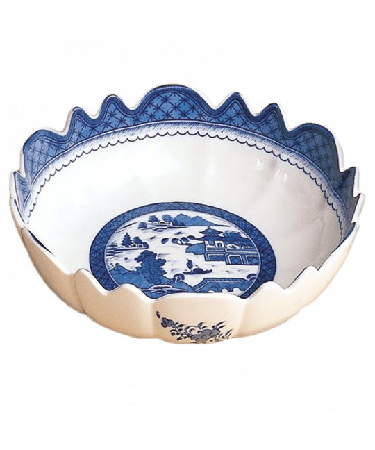 BLUE CANTON SCALLOPED BOWL - Gaines Jewelers