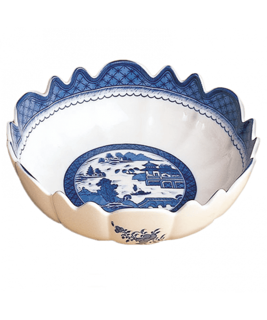 BLUE CANTON SCALLOPED BOWL - Gaines Jewelers