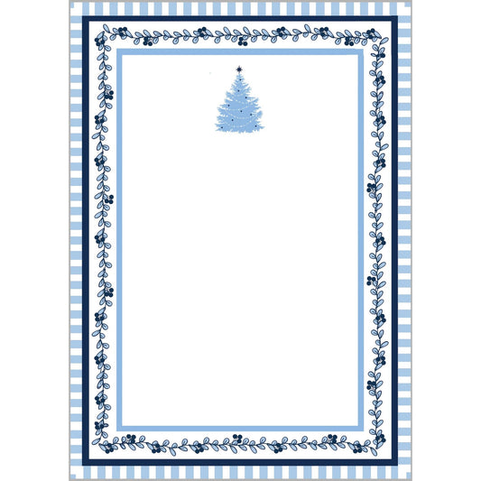 Blue Christmas Block Print Notepad - Gaines Jewelers
