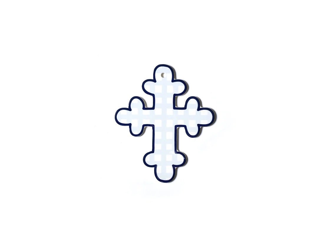 Blue Gingham 10in Cross - Gaines Jewelers